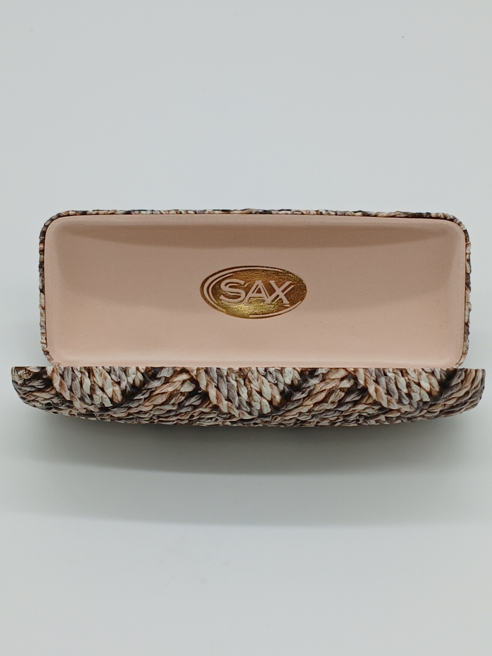 Sax Braided Straw Reading Glasses Case - Brown & Cream